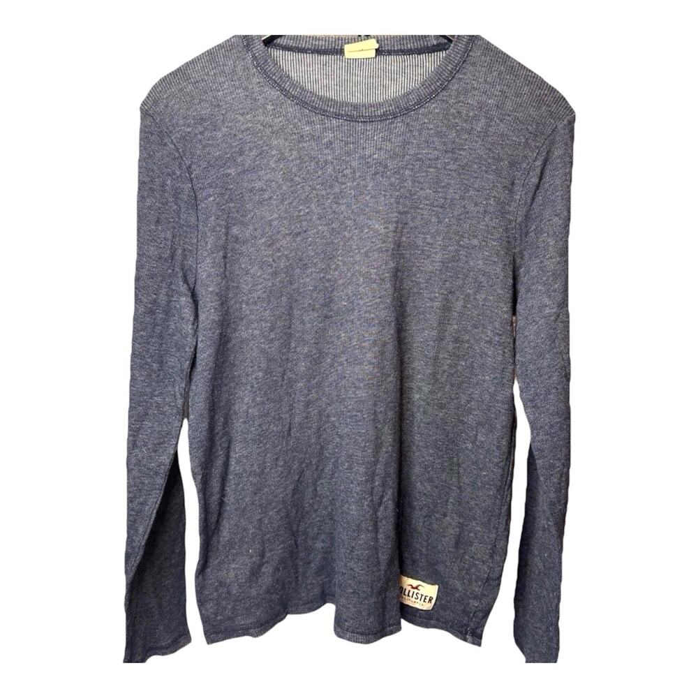 Vintage y2k Hollister Long Sleeve T-Shirt Mens Size M Gray Blue Crew Neck Top